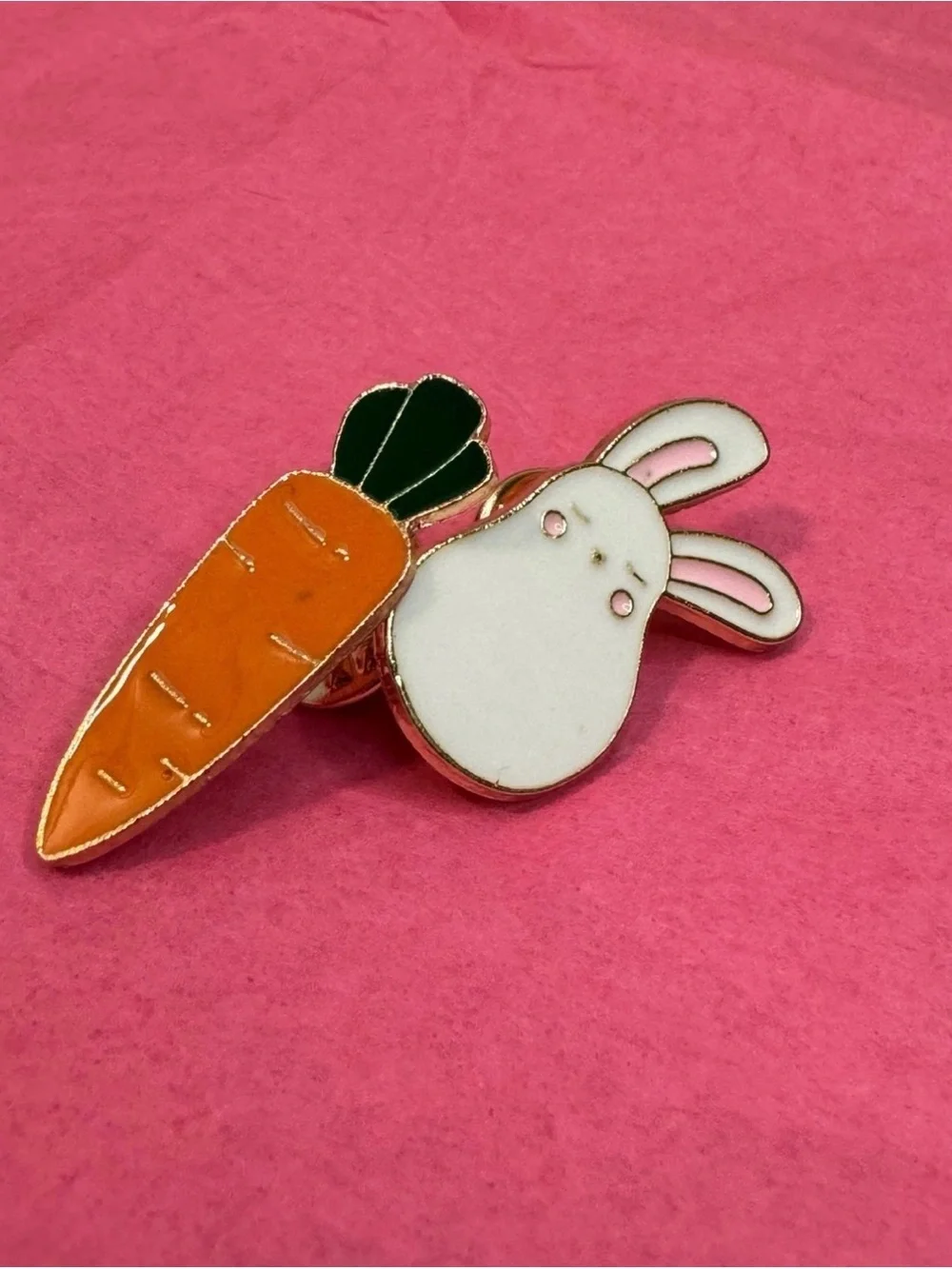 Bunny & Carrot Enamel Kids Earrings - White, Orange & Green